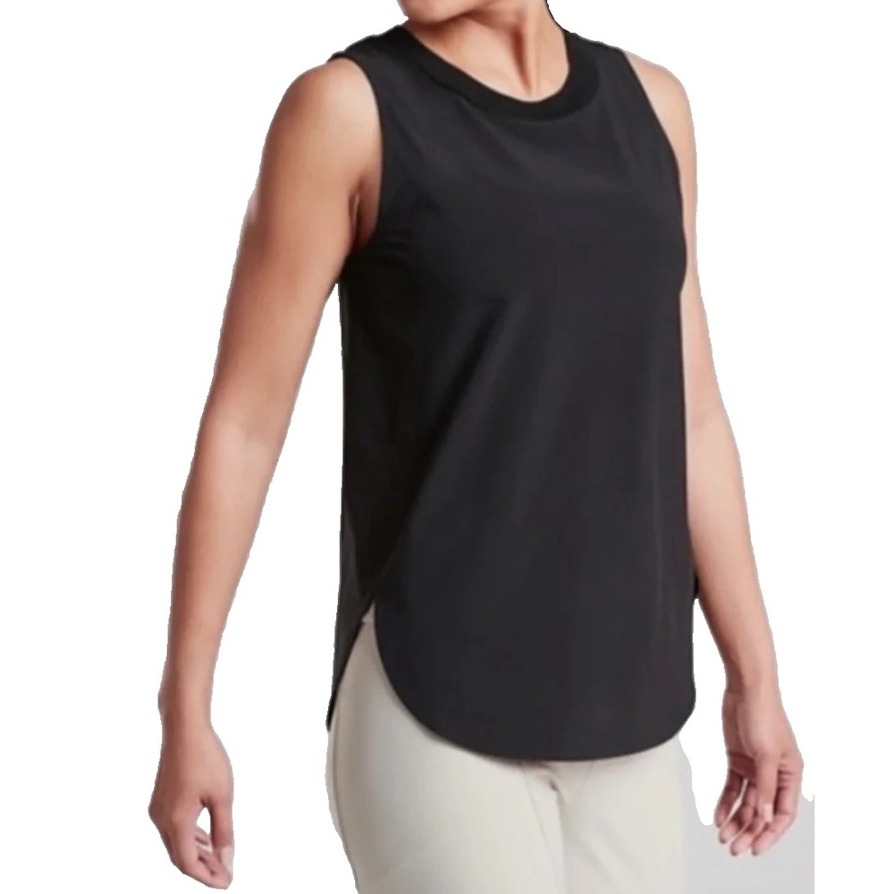 Athleta Tank Top Zephyr Lightweight High Neck Commuter Soft Black